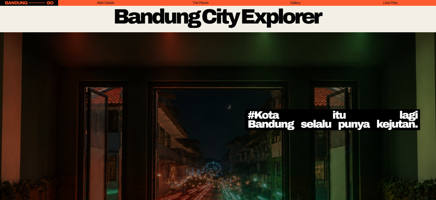Hai, ini Adinda! Selamat datang di project-ku! Yuk, explore Bandung dengan cara yang lebih interaktif. Hope you enjoy! 💗