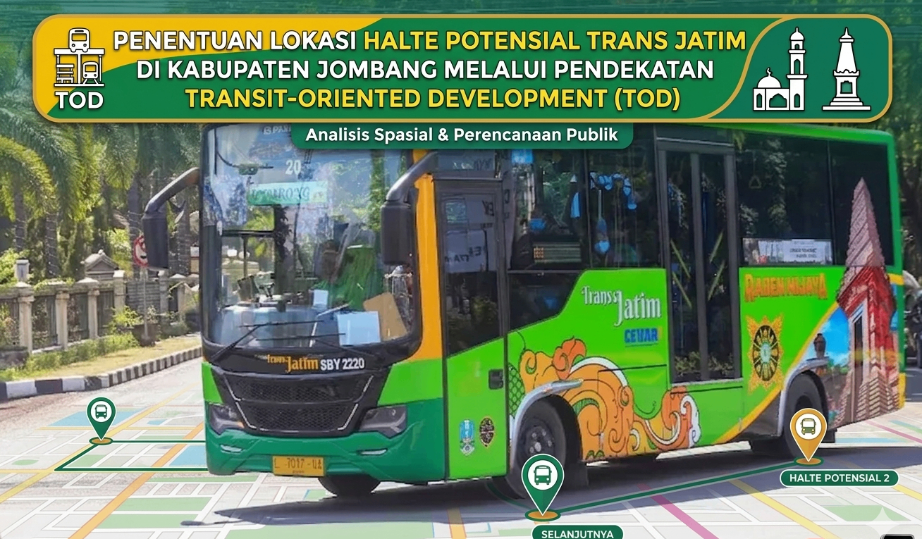 Penentuan Lokasi Halte Potensial Trans Jatim di Kabupaten Jombang Melalui Pendekatan Transit-Oriented Development (TOD)