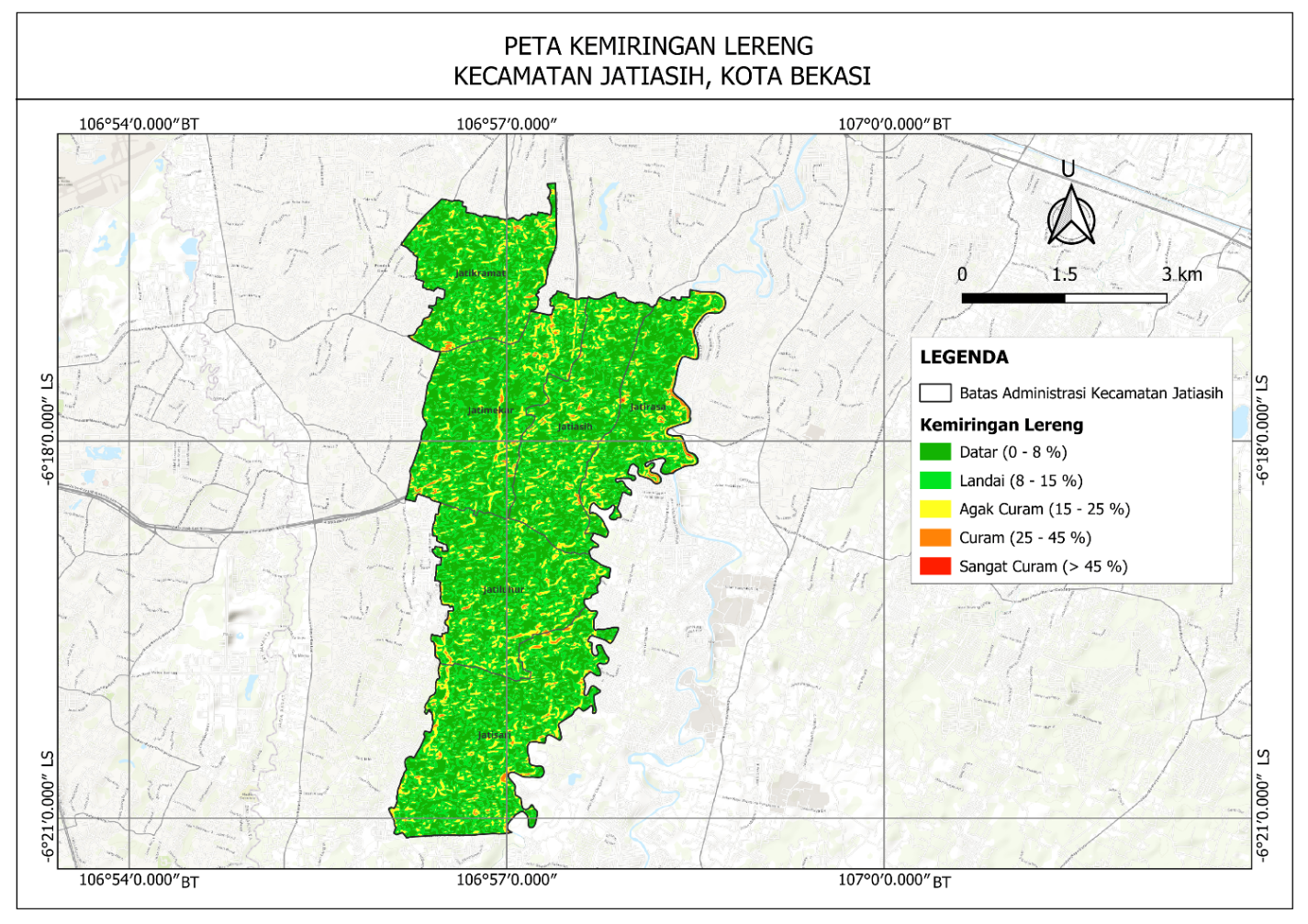 Peta Kemiringan Lereng Jatiasih