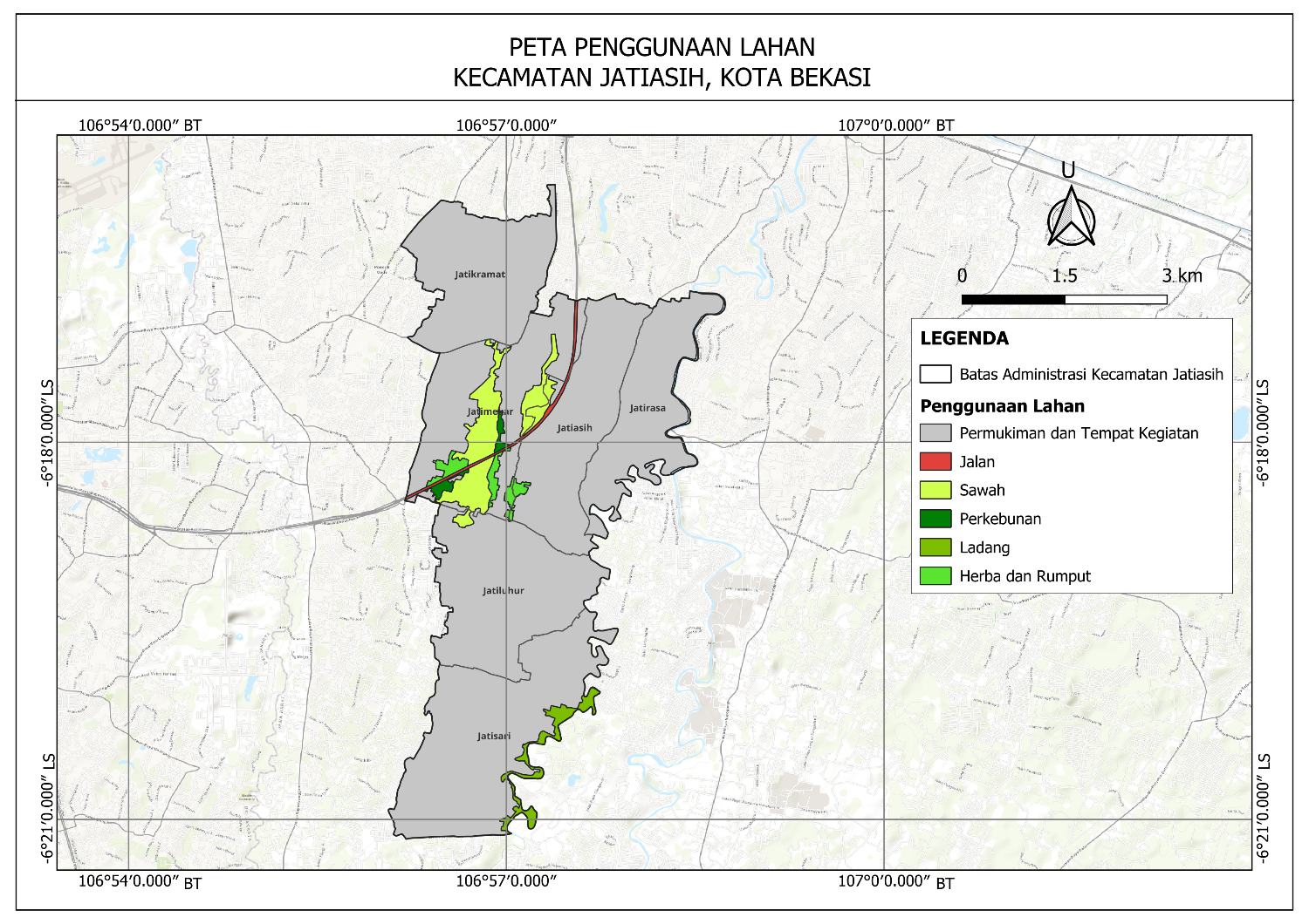 Peta Penggunaan Lahan Kecamatan Jatiasih