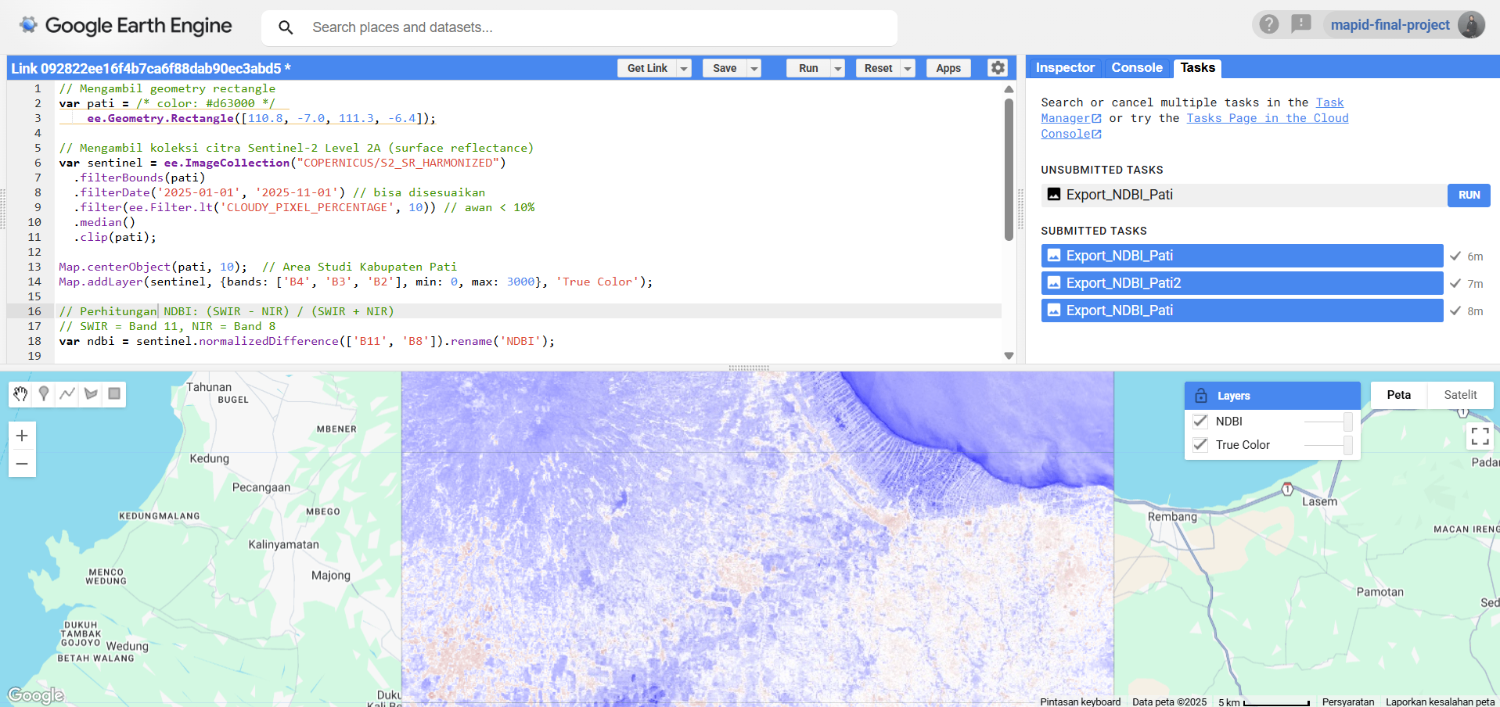 Proses Perhitungan NDBI