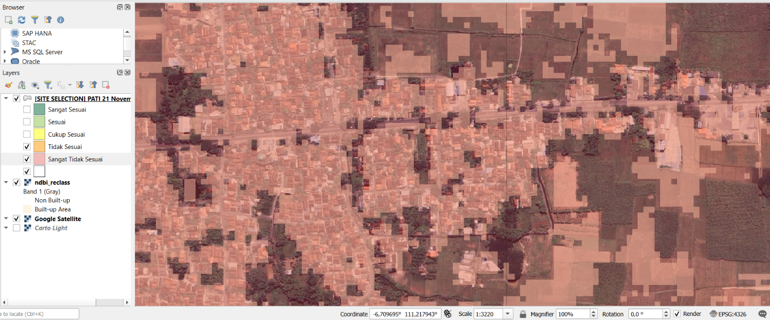 NDBI di area tidak sesuai