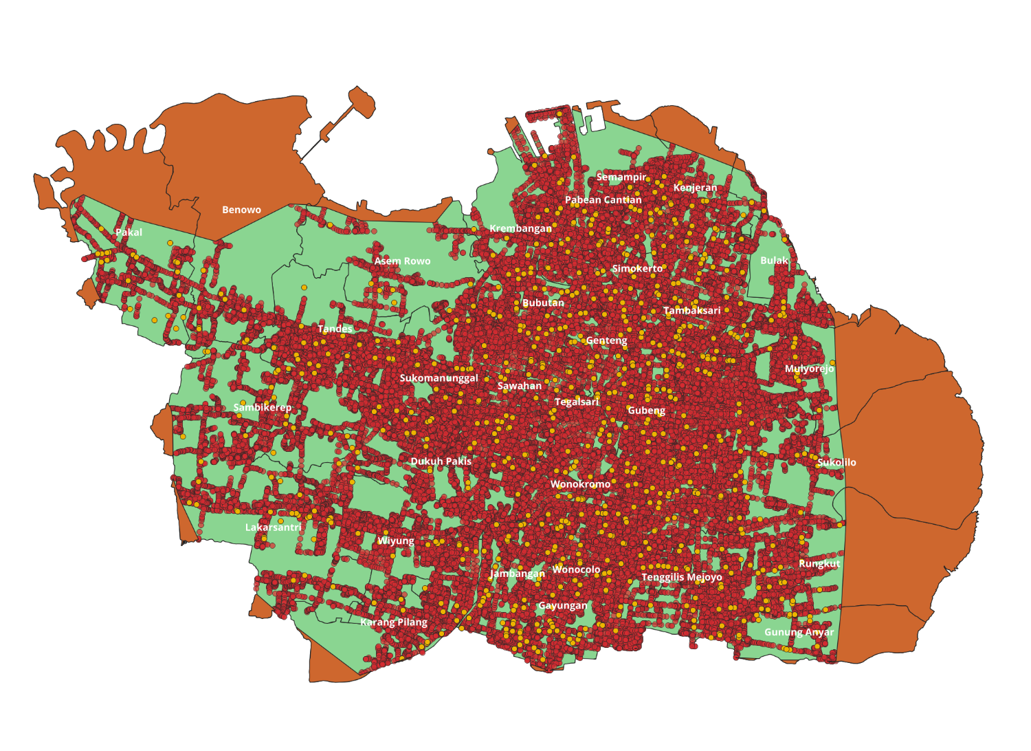 Gambar 3. Persebaran Minimarket dan Hasil Concave Hull