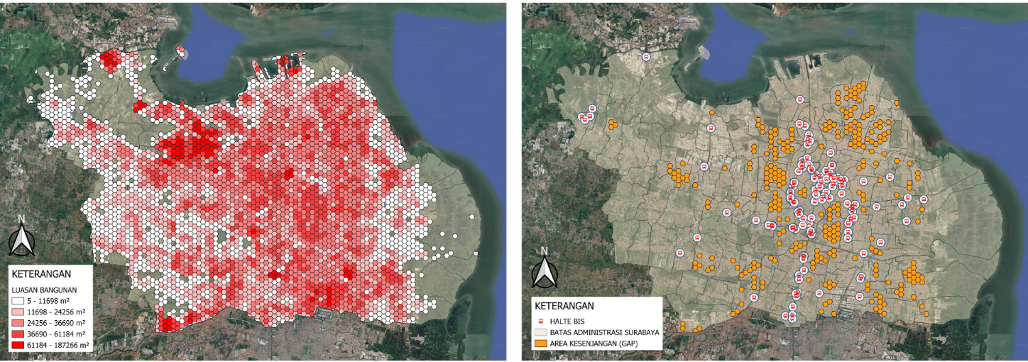 Hexagon grid kepadatan bangunan