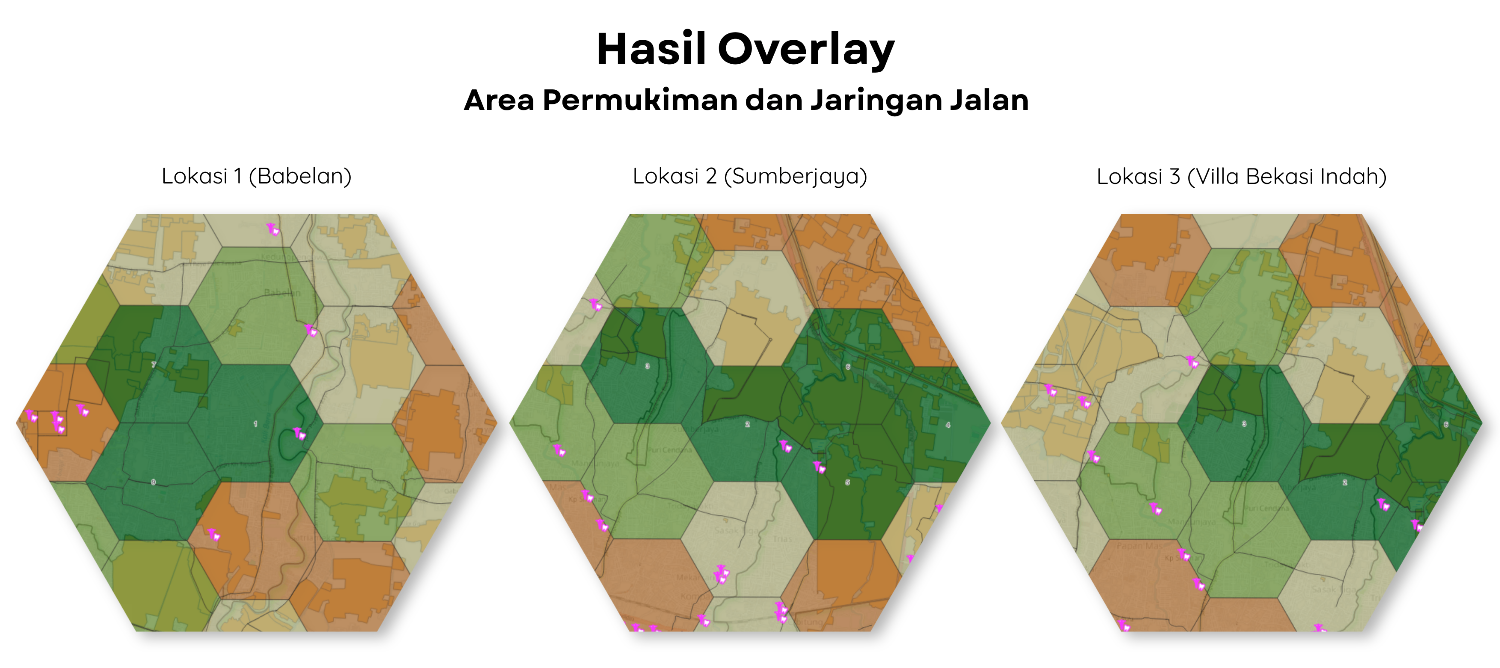 Gambar 3. Hasil Overlay Area Permukiman dan Jaringan Jalan