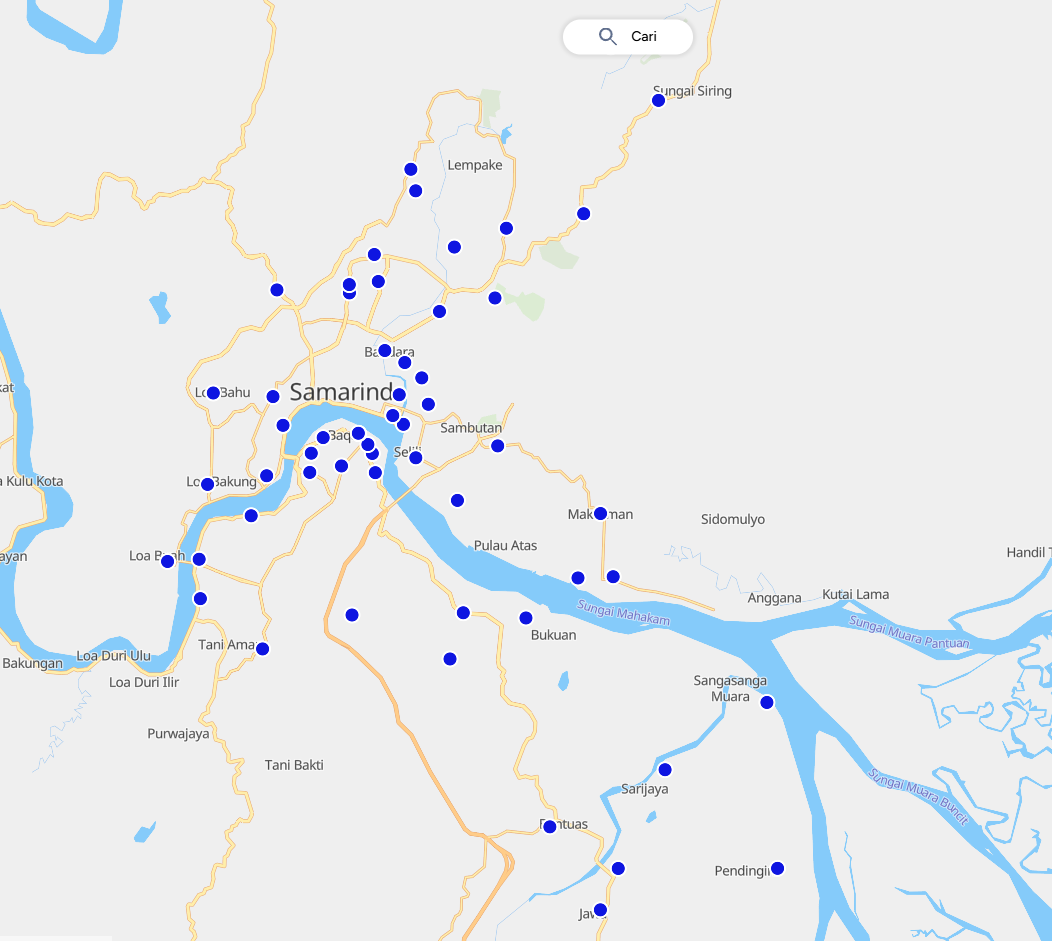 Gambar 1. Sebaran titik lokasi stand by pajak keliling