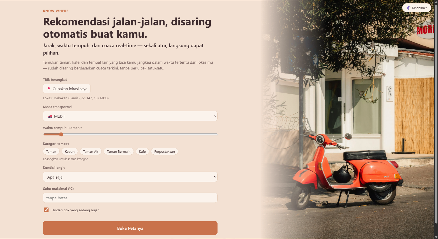 Halaman Depan Aplikasi Manfaatkan Open API Know Where