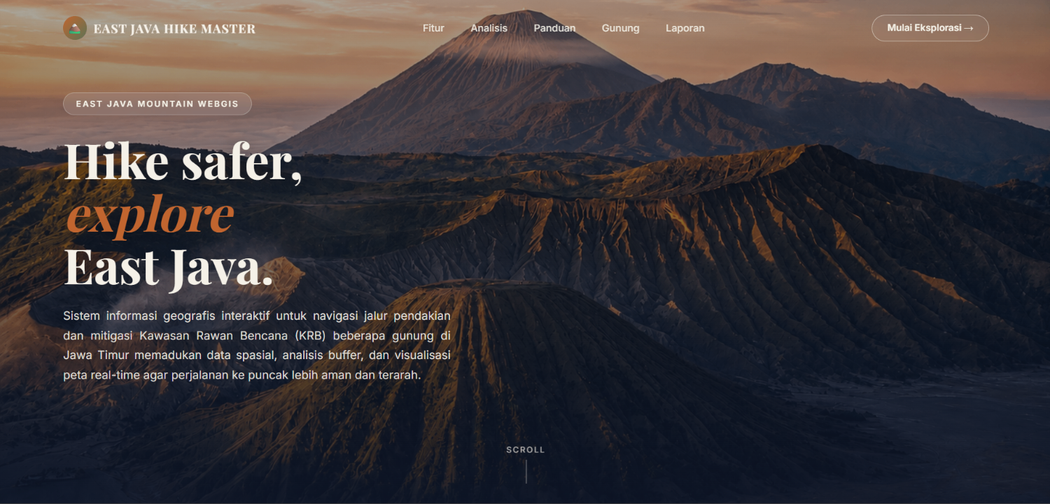 Tampilan Utama EastJava HikeMaster WebGIS