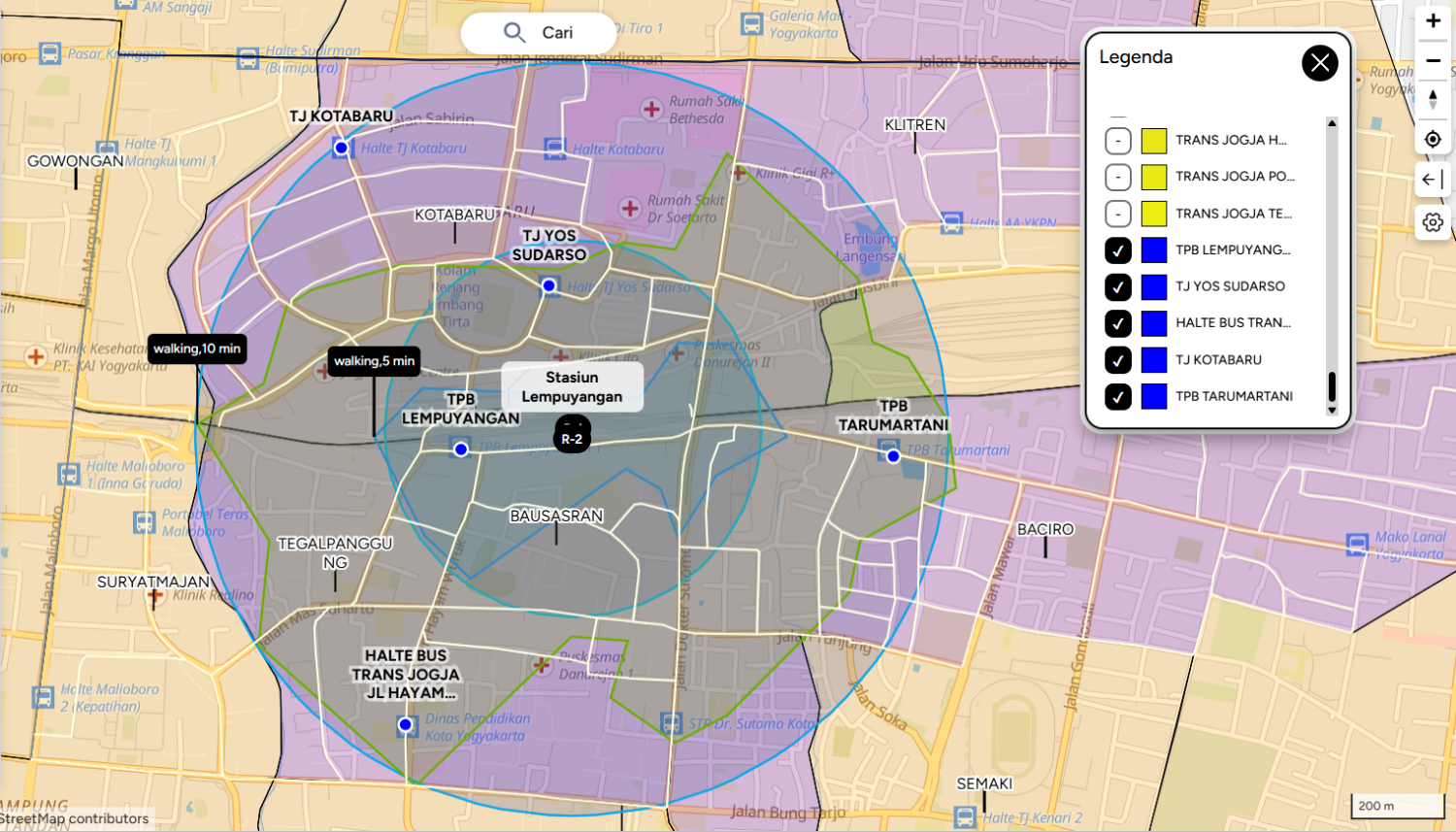 Gambar 2. Jangkauan Halte Trans Jogja