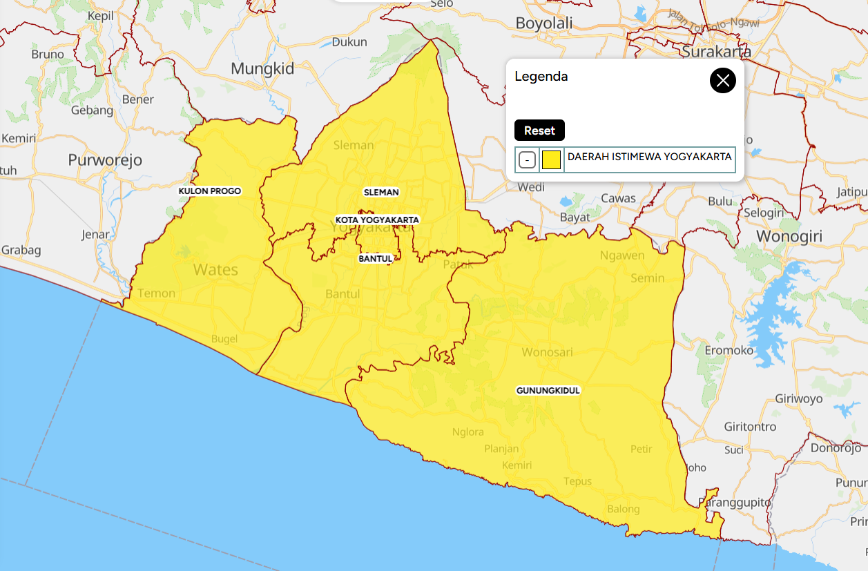 Gambar 1. Area Studi di Provinsi Daerah Istimewa Yogyakarta