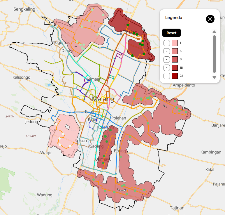 Peta Usulan Koridor Rerouting Angkutan Kota