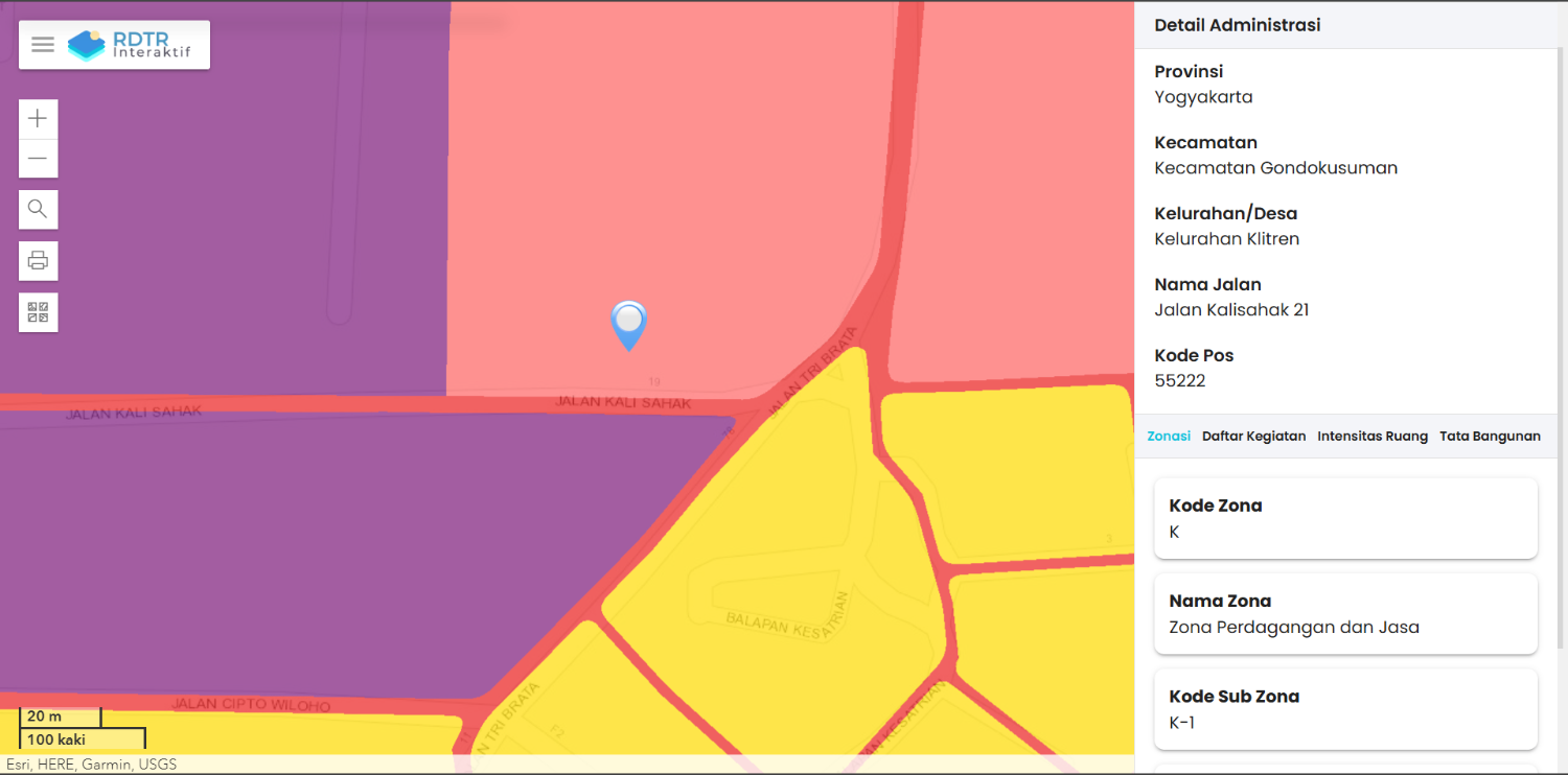 analisis kesesuaian zona pemanfaatan ruang berdasarkan GISTARU RDTR
