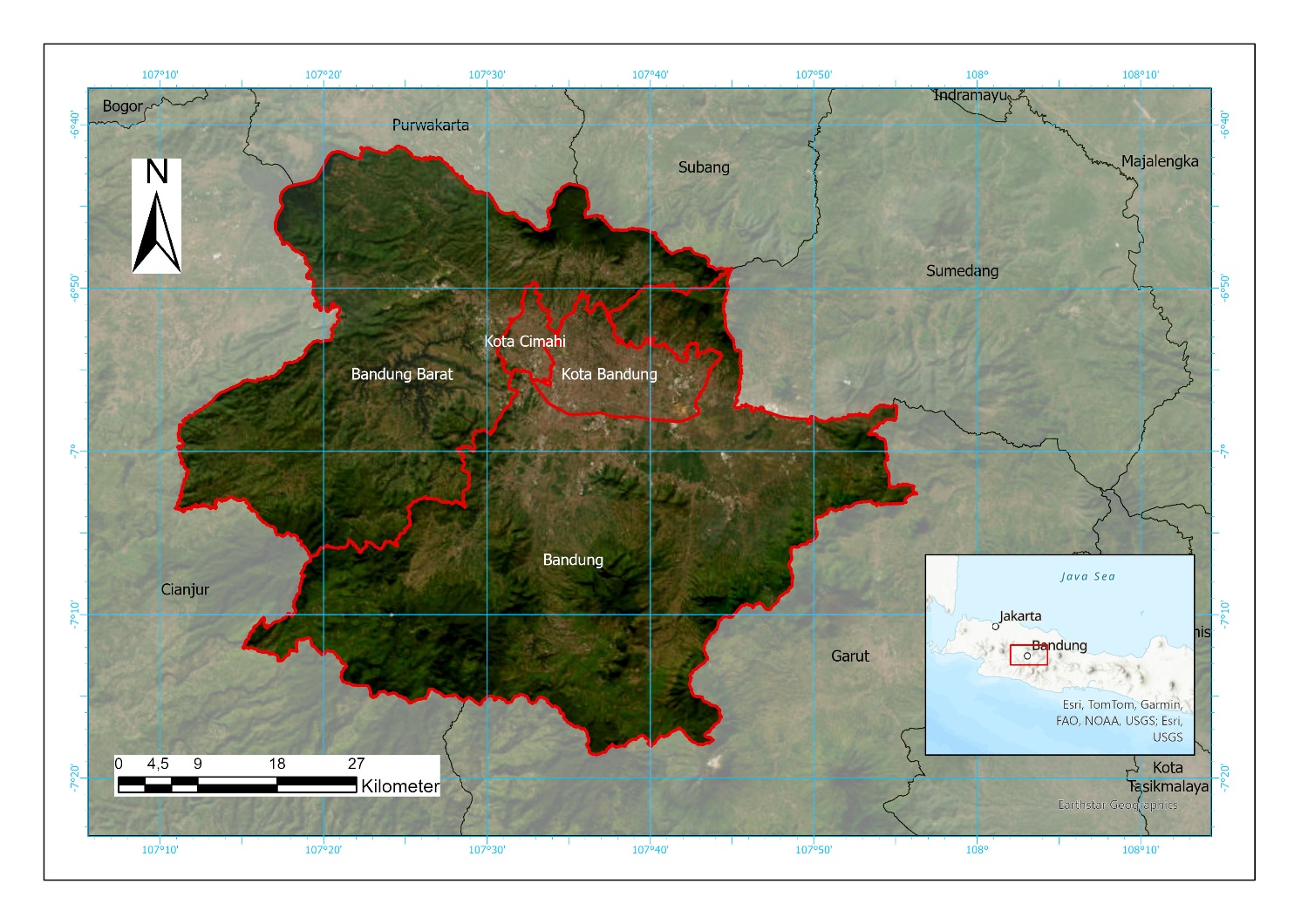Gambar 1. Peta Lokasi Penelitian Bandung Raya (Sumber : Hasil Analisis, 2026)
