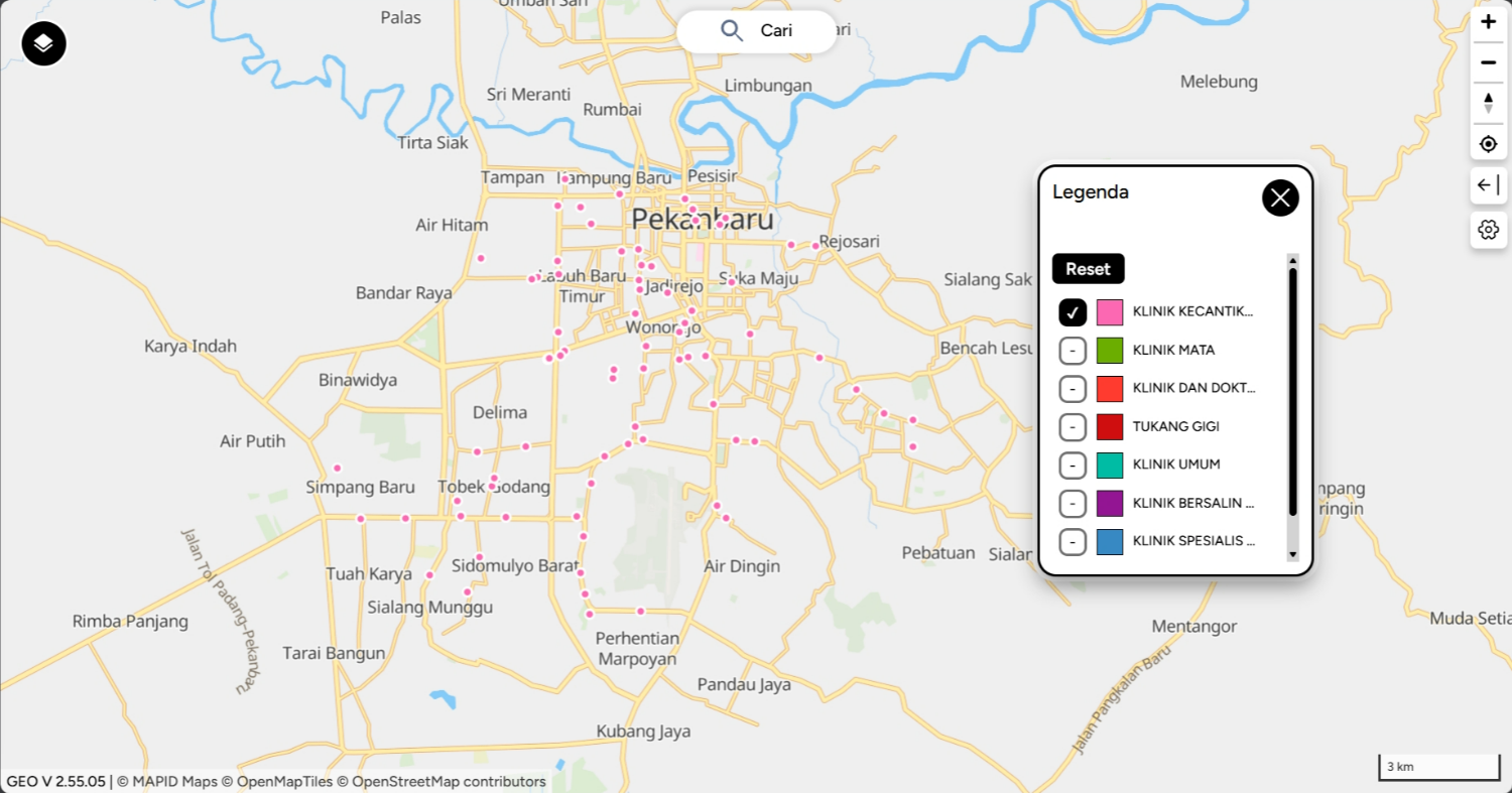 SS GEO MAPID Persebaran klinik kecantikan