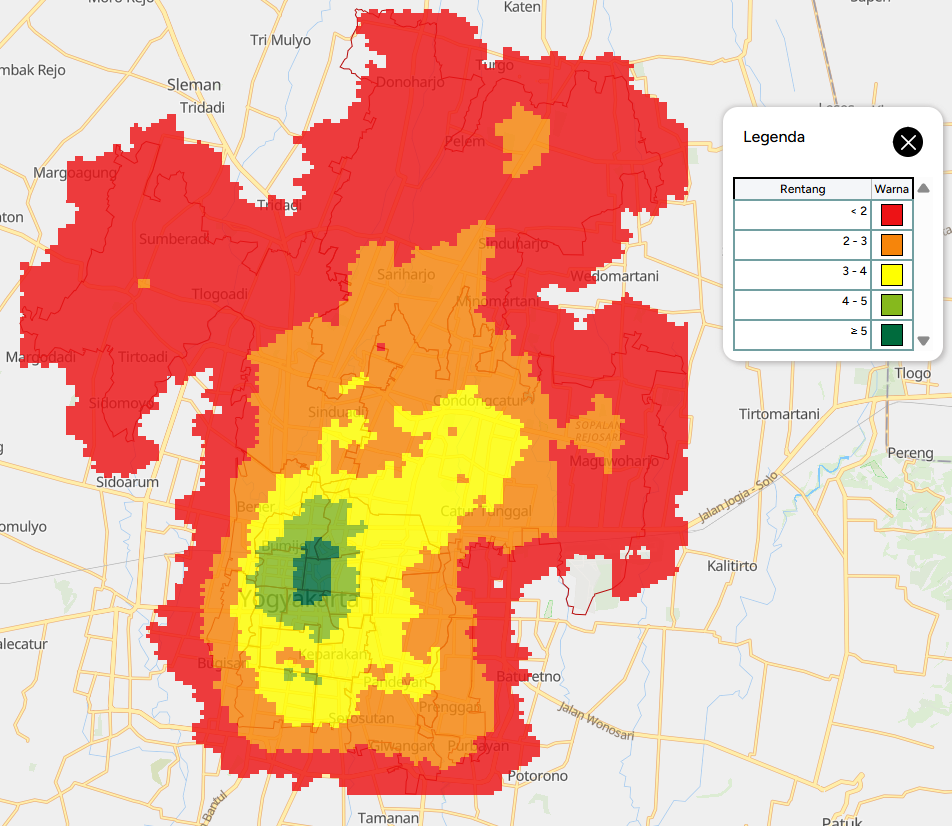 Supporting Facilities Isochrone