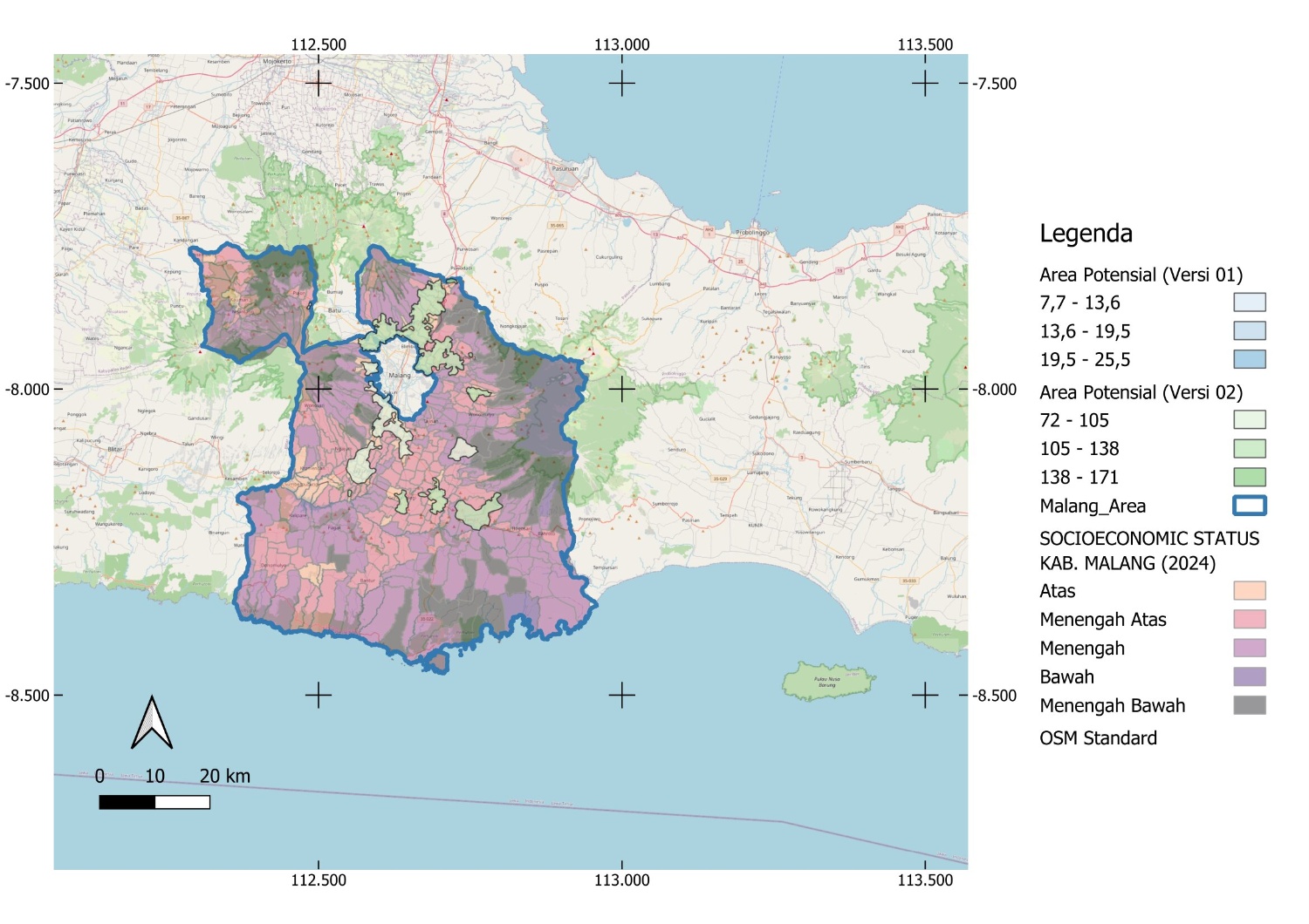 Analisis poligon area potensial dengan hasil yang disempurnakan, versi 02